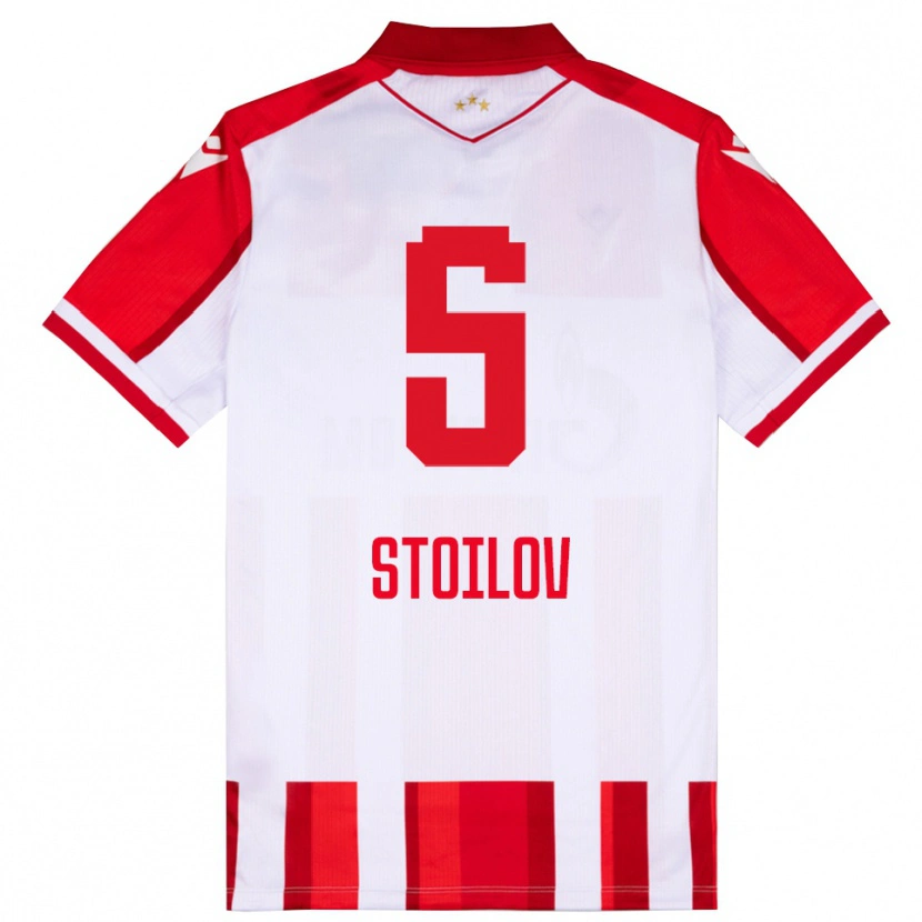 Danxen Heren Riste Stoilov #5 Rood Wit Thuisshirt Thuistenue 2025/26 T-Shirt België