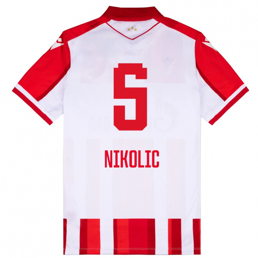Danxen Heren Lazar Nikolic #5 Rood Wit Thuisshirt Thuistenue 2025/26 T-Shirt België