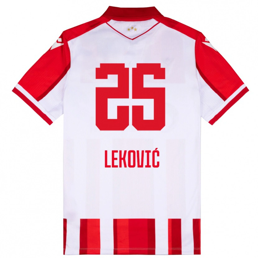 Danxen Heren Stefan Leković #25 Rood Wit Thuisshirt Thuistenue 2025/26 T-Shirt België