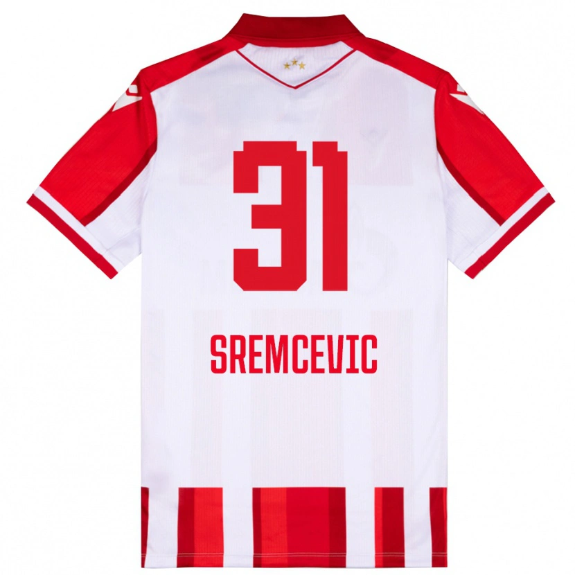 Danxen Heren Uros Sremcevic #31 Rood Wit Thuisshirt Thuistenue 2025/26 T-Shirt België