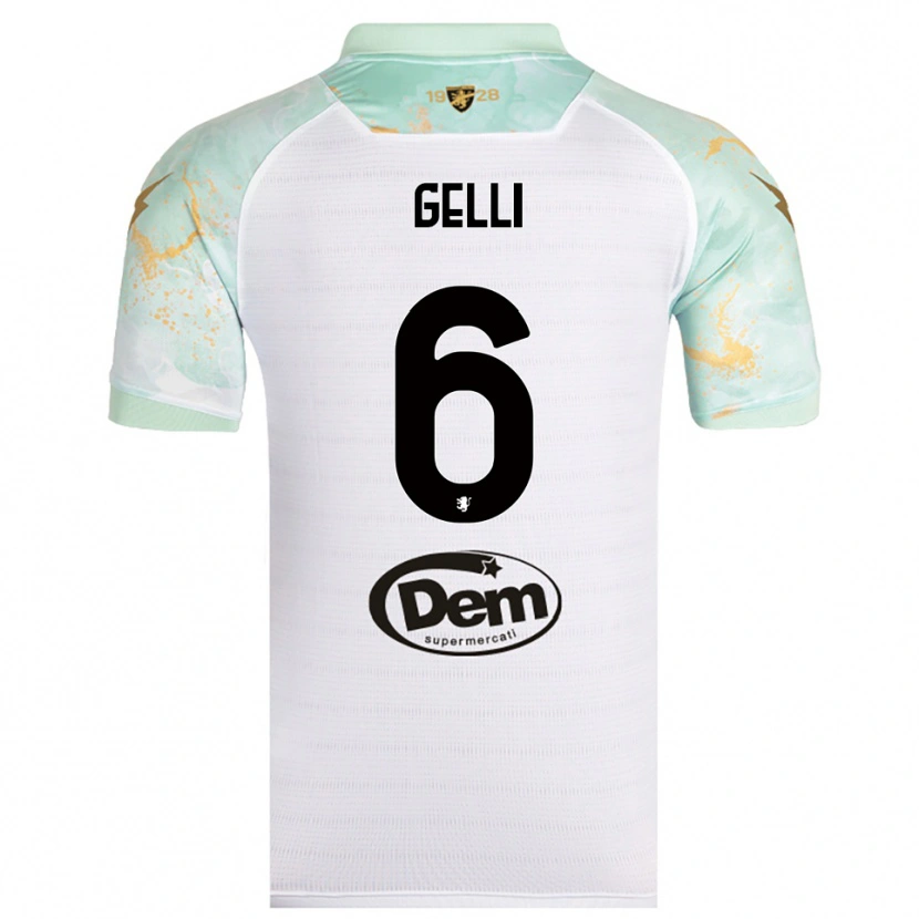 Danxen Heren Jacopo Gelli #6 Wit Zwart Uitshirt Uittenue 2025/26 T-Shirt België