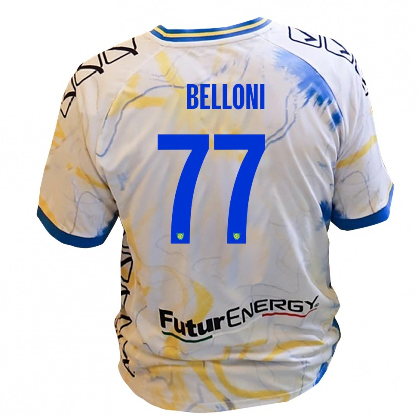 Danxen Heren Niccolò Belloni #77 Wit Geel Blauw Uitshirt Uittenue 2025/26 T-Shirt België
