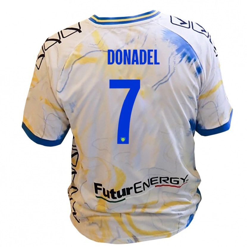 Danxen Heren Tommaso Donadel #7 Wit Geel Blauw Uitshirt Uittenue 2025/26 T-Shirt België