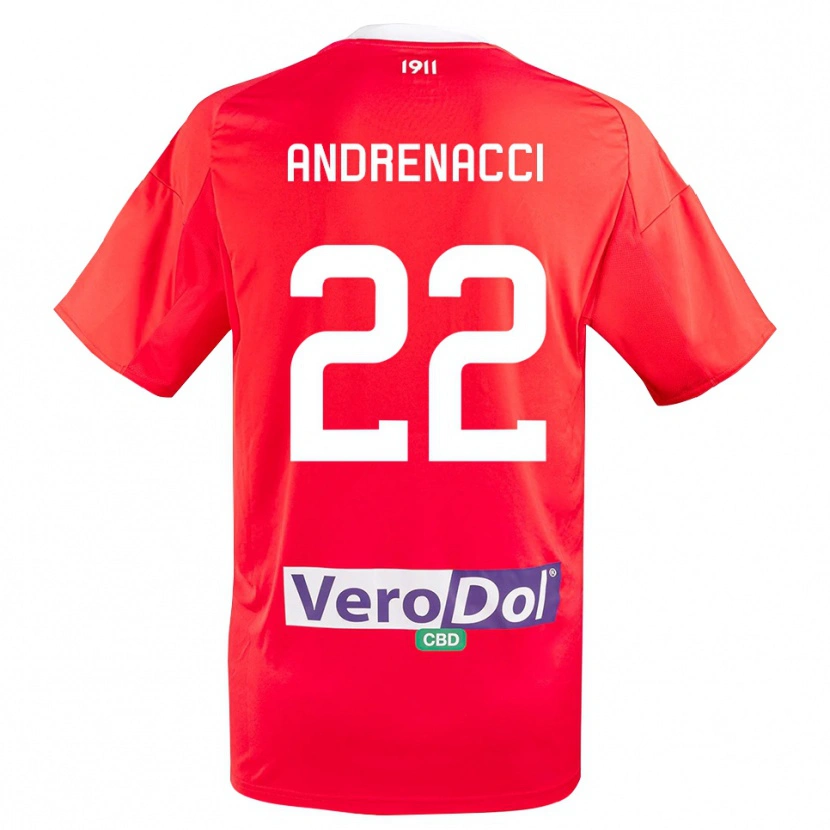 Danxen Heren Lorenzo Andrenacci #22 Rood Wit Uitshirt Uittenue 2025/26 T-Shirt België