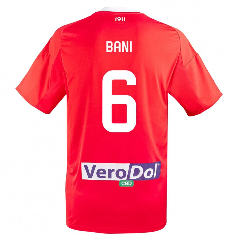 Danxen Heren Cristiano Bani #6 Rood Wit Uitshirt Uittenue 2025/26 T-Shirt België