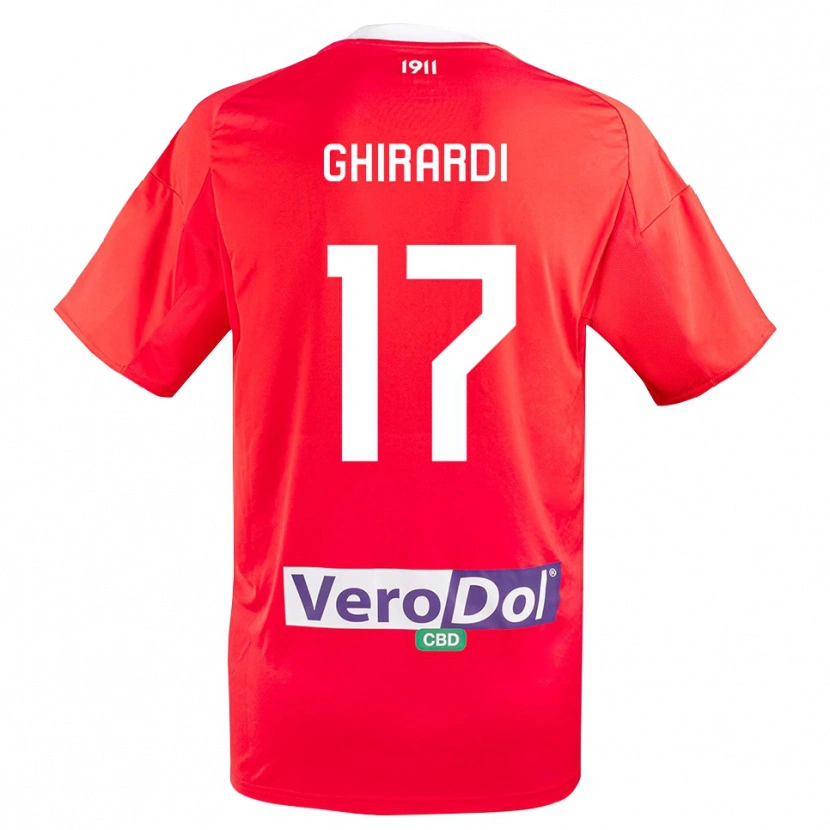 Danxen Heren Andrea Ghirardi #17 Rood Wit Uitshirt Uittenue 2025/26 T-Shirt België