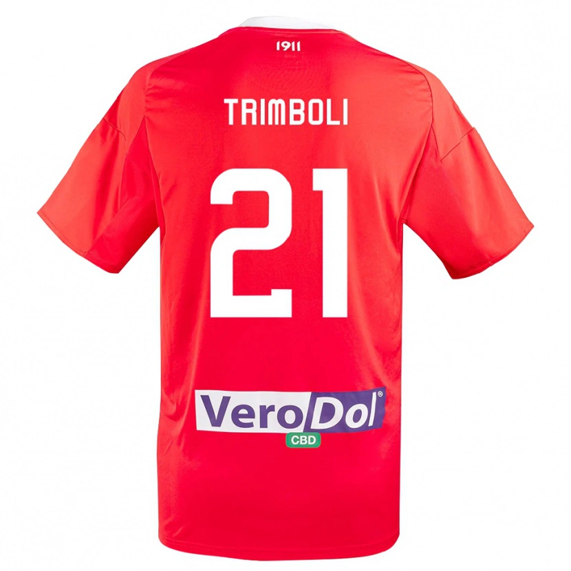 Danxen Heren Simone Trimboli #21 Rood Wit Uitshirt Uittenue 2025/26 T-Shirt België