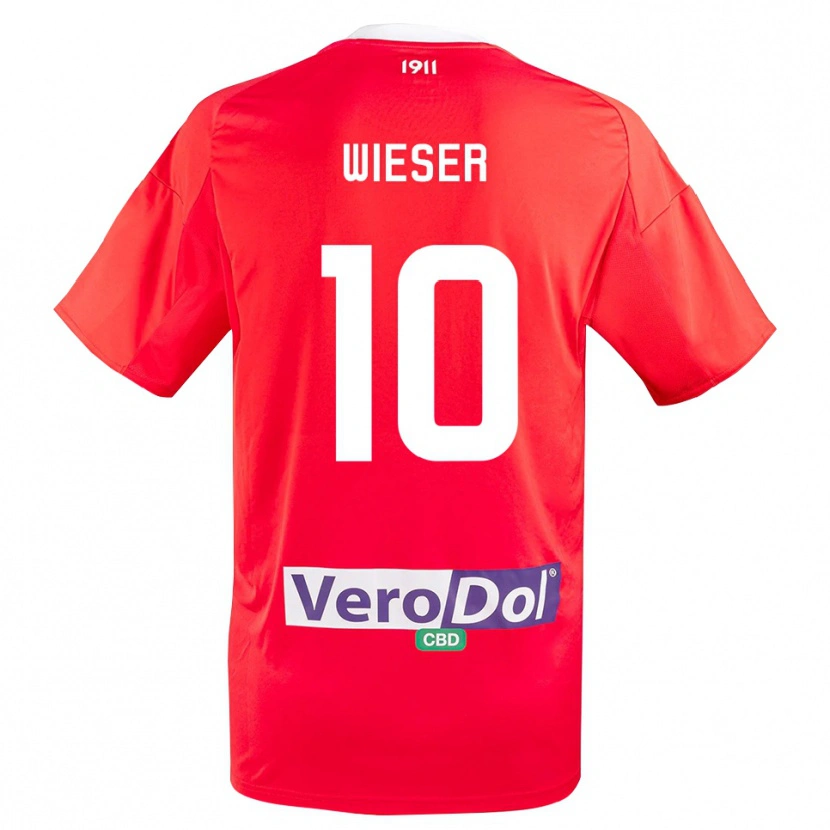 Danxen Heren David Wieser #10 Rood Wit Uitshirt Uittenue 2025/26 T-Shirt België