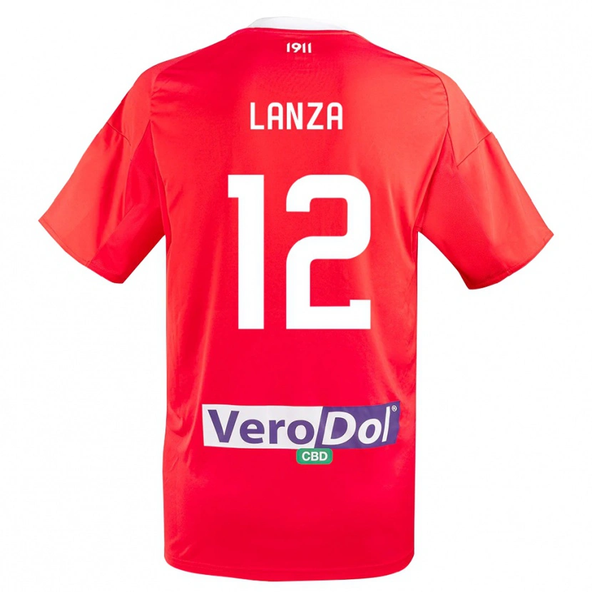 Danxen Heren Cesare Lanza #12 Rood Wit Uitshirt Uittenue 2025/26 T-Shirt België