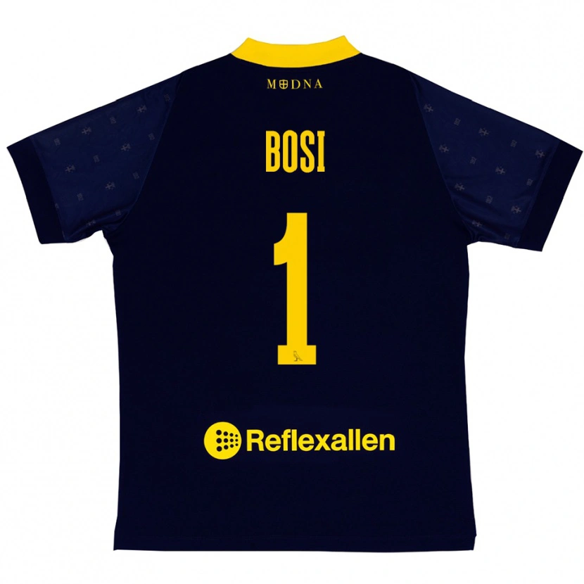 Danxen Heren Matteo Bosi #1 Donkerblauw Geel Uitshirt Uittenue 2025/26 T-Shirt België