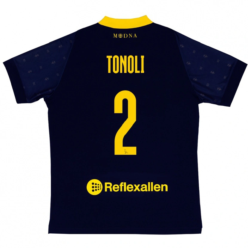 Danxen Heren Daniel Tonoli #2 Donkerblauw Geel Uitshirt Uittenue 2025/26 T-Shirt België
