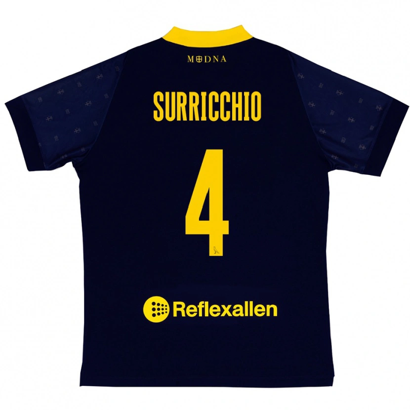 Danxen Heren Jacopo Surricchio #4 Donkerblauw Geel Uitshirt Uittenue 2025/26 T-Shirt België