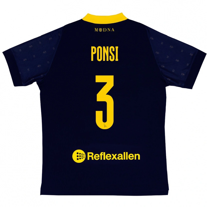 Danxen Heren Fabio Ponsi #3 Donkerblauw Geel Uitshirt Uittenue 2025/26 T-Shirt België