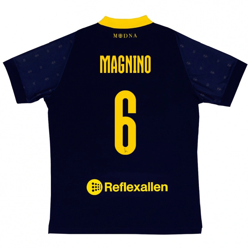 Danxen Heren Luca Magnino #6 Donkerblauw Geel Uitshirt Uittenue 2025/26 T-Shirt België