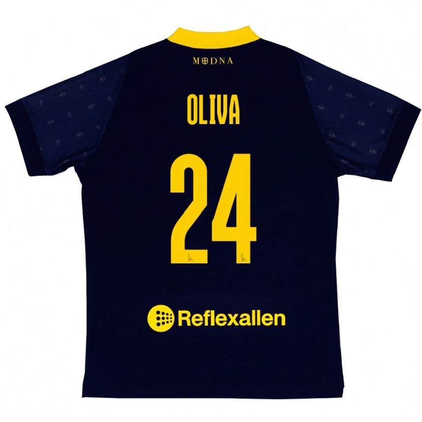 Danxen Heren Marco Oliva #24 Donkerblauw Geel Uitshirt Uittenue 2025/26 T-Shirt België