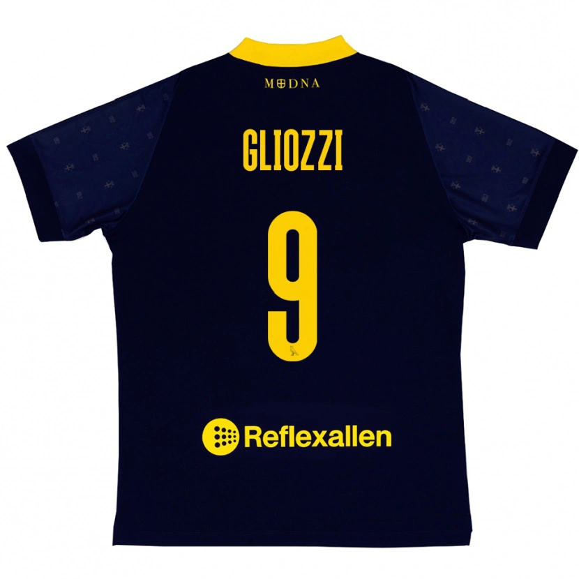 Danxen Heren Ettore Gliozzi #9 Donkerblauw Geel Uitshirt Uittenue 2025/26 T-Shirt België