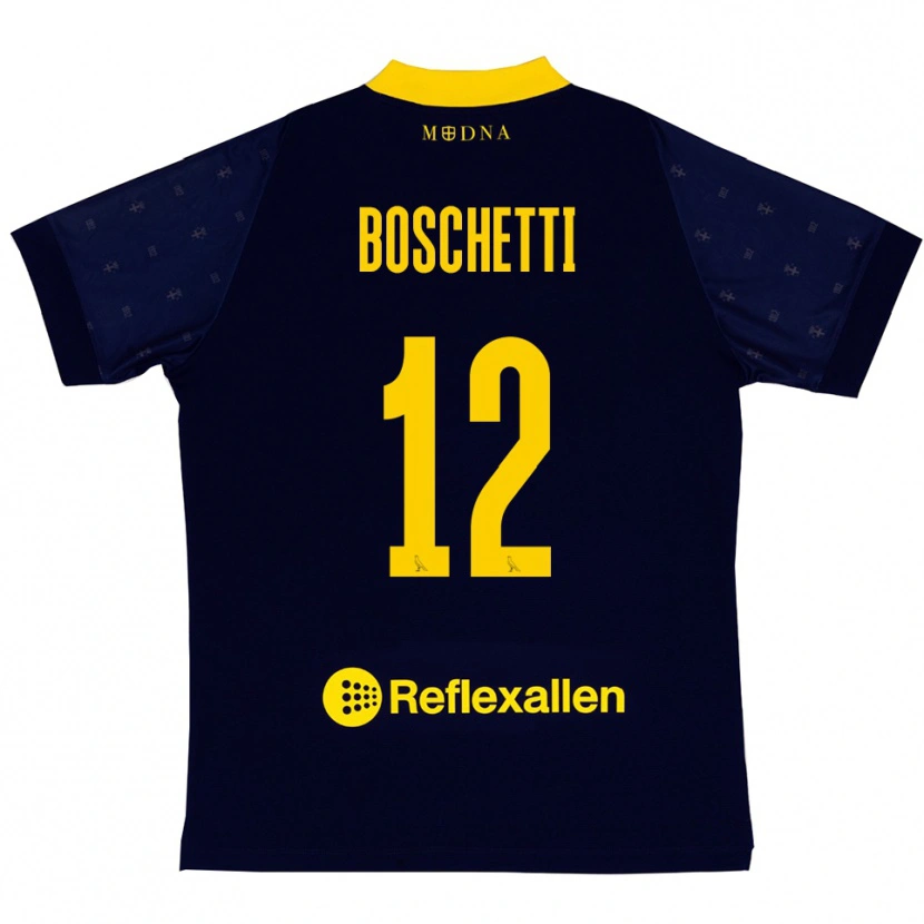 Danxen Heren Matteo Boschetti #12 Donkerblauw Geel Uitshirt Uittenue 2025/26 T-Shirt België