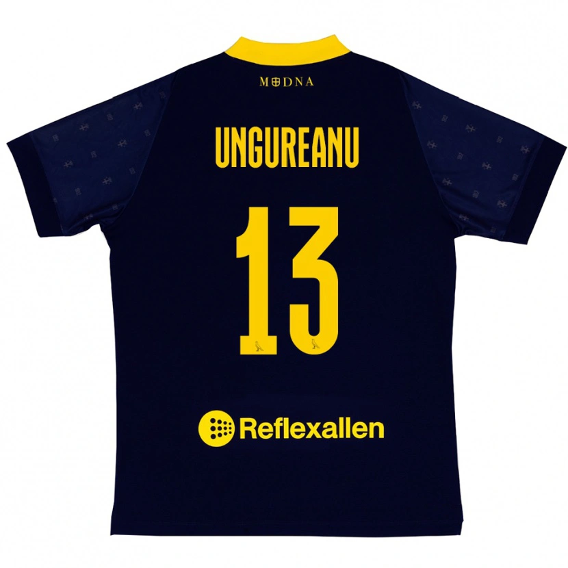 Danxen Heren Eduard Ungureanu #13 Donkerblauw Geel Uitshirt Uittenue 2025/26 T-Shirt België
