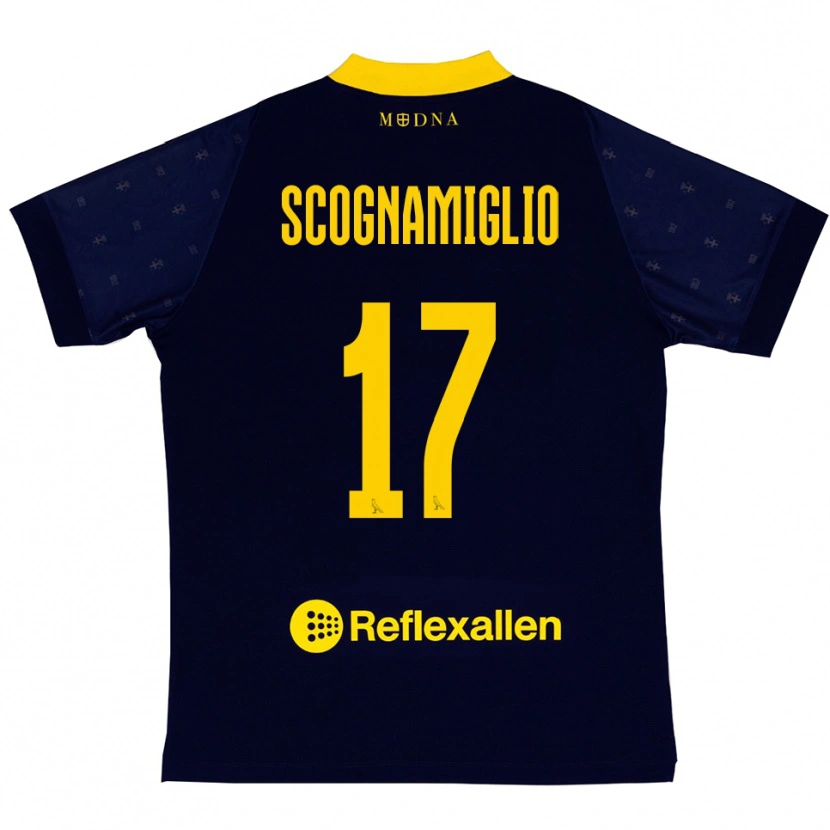 Danxen Heren Giuseppe Scognamiglio #17 Donkerblauw Geel Uitshirt Uittenue 2025/26 T-Shirt België