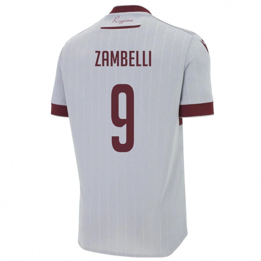 Danxen Heren Alessio Zambelli #9 Bourgondië Wit Uitshirt Uittenue 2025/26 T-Shirt België