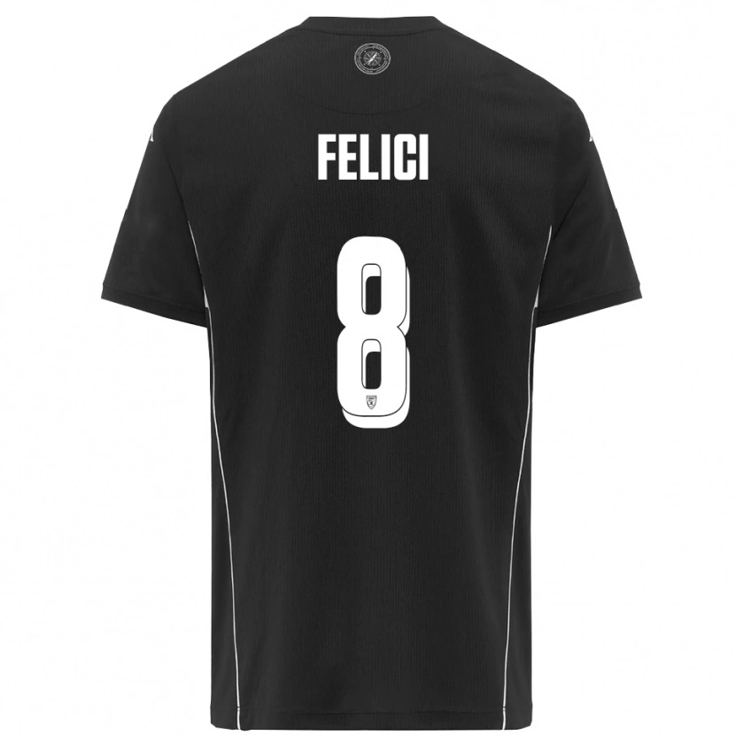 Danxen Heren Giuseppe Felici #8 Zwart Wit Uitshirt Uittenue 2025/26 T-Shirt België