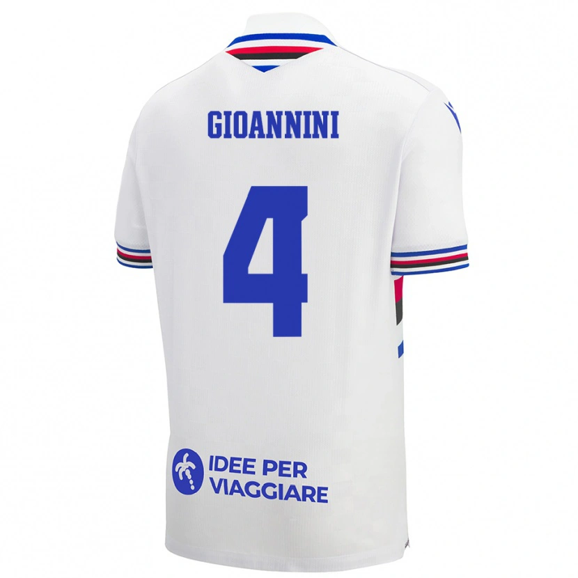 Danxen Heren Matteo Gioannini #4 Wit Blauw Rood Uitshirt Uittenue 2025/26 T-Shirt België
