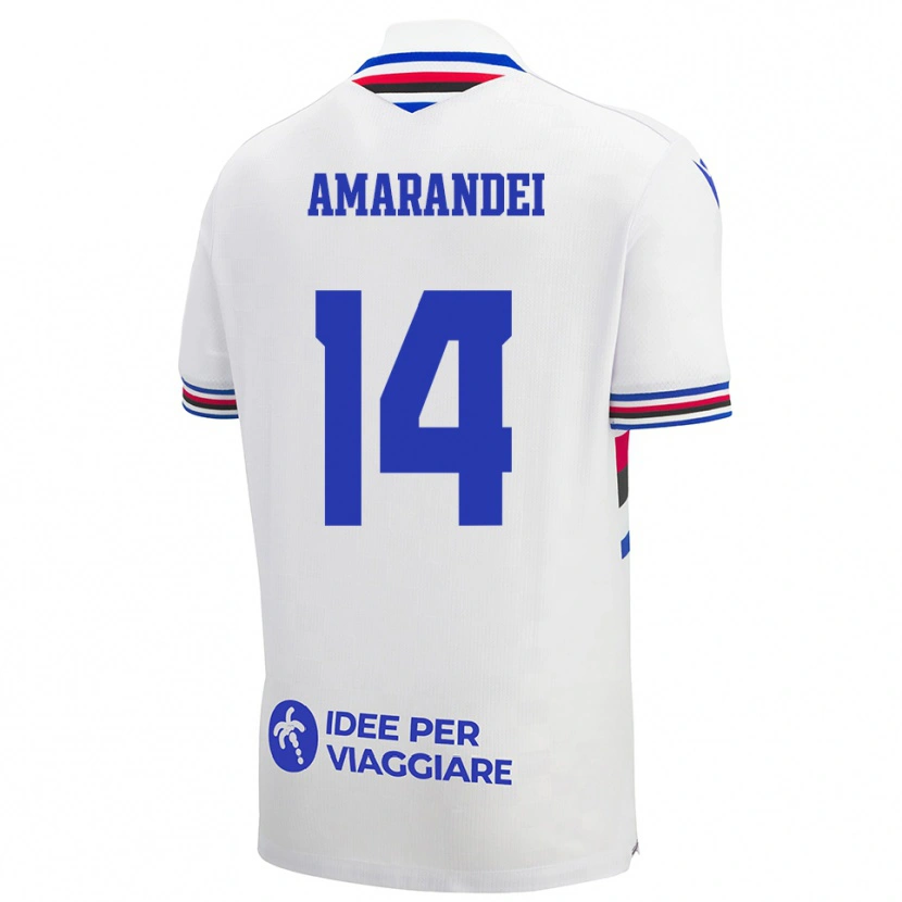 Danxen Heren Ștefan Amarandei #14 Wit Blauw Rood Uitshirt Uittenue 2025/26 T-Shirt België
