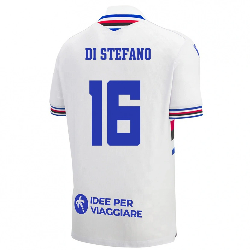 Danxen Heren Lorenzo Di Stefano #16 Wit Blauw Rood Uitshirt Uittenue 2025/26 T-Shirt België