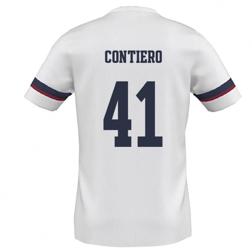 Danxen Heren Edoardo Contiero #41 Wit Rood Uitshirt Uittenue 2025/26 T-Shirt België