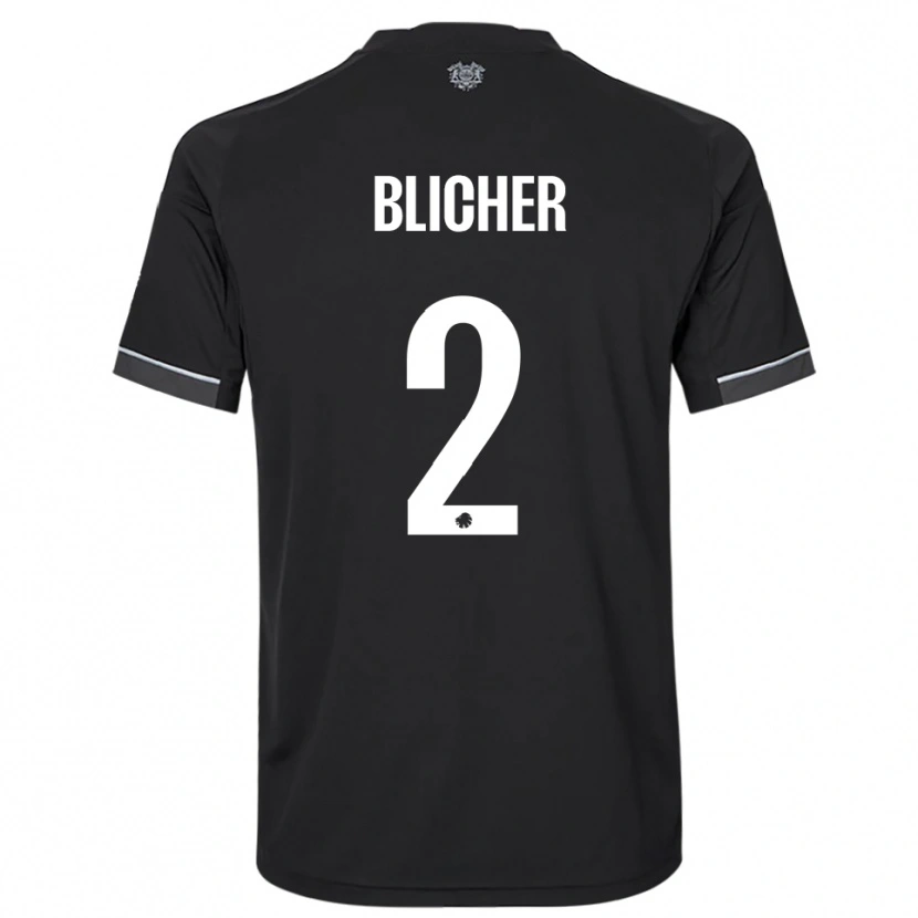 Danxen Heren Nicolai Blicher #2 Zwart Wit Uitshirt Uittenue 2025/26 T-Shirt België