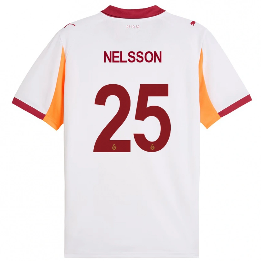 Danxen Heren Victor Nelsson #25 Wit Rood Uitshirt Uittenue 2025/26 T-Shirt België
