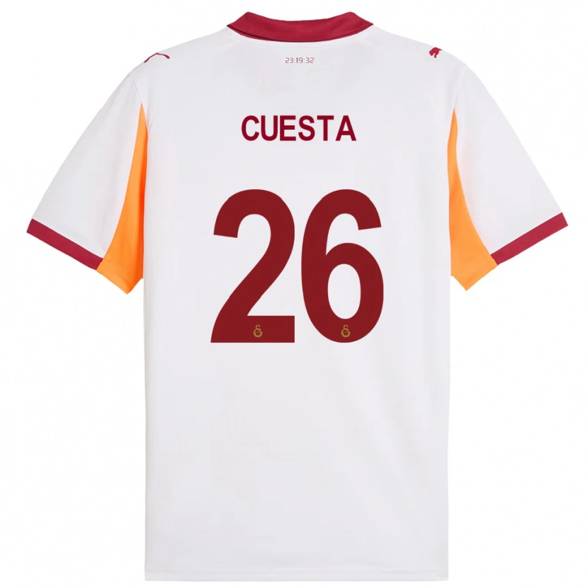 Danxen Heren Carlos Cuesta #26 Wit Rood Uitshirt Uittenue 2025/26 T-Shirt België