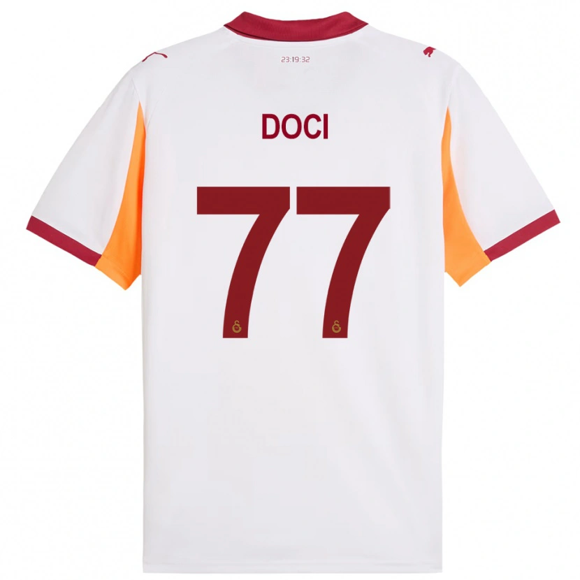 Danxen Heren Megi Doci #77 Wit Rood Uitshirt Uittenue 2025/26 T-Shirt België