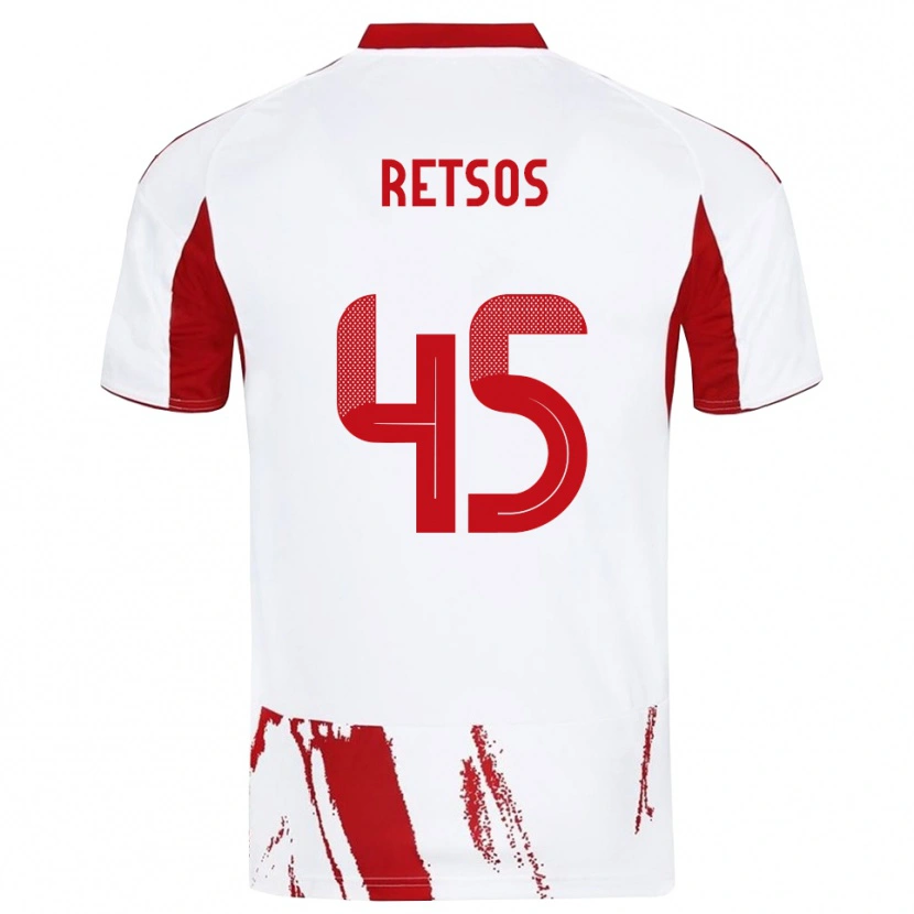 Danxen Heren Panagiotis Retsos #45 Wit Rood Uitshirt Uittenue 2025/26 T-Shirt België
