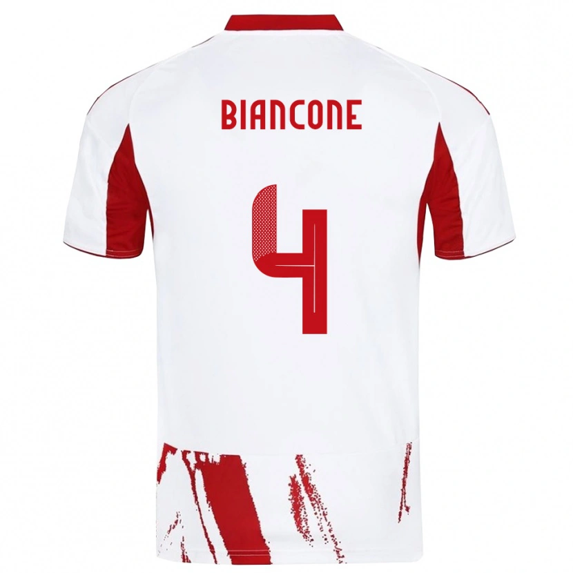 Danxen Heren Giulian Biancone #4 Wit Rood Uitshirt Uittenue 2025/26 T-Shirt België