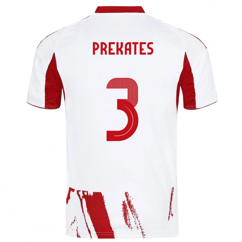 Danxen Heren Vasilios Prekates #3 Wit Rood Uitshirt Uittenue 2025/26 T-Shirt België