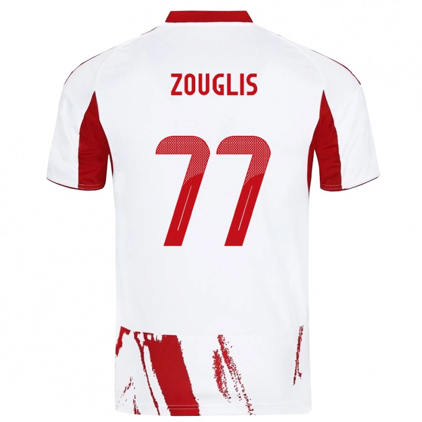 Danxen Heren Nikolaos Zouglis #77 Wit Rood Uitshirt Uittenue 2025/26 T-Shirt België