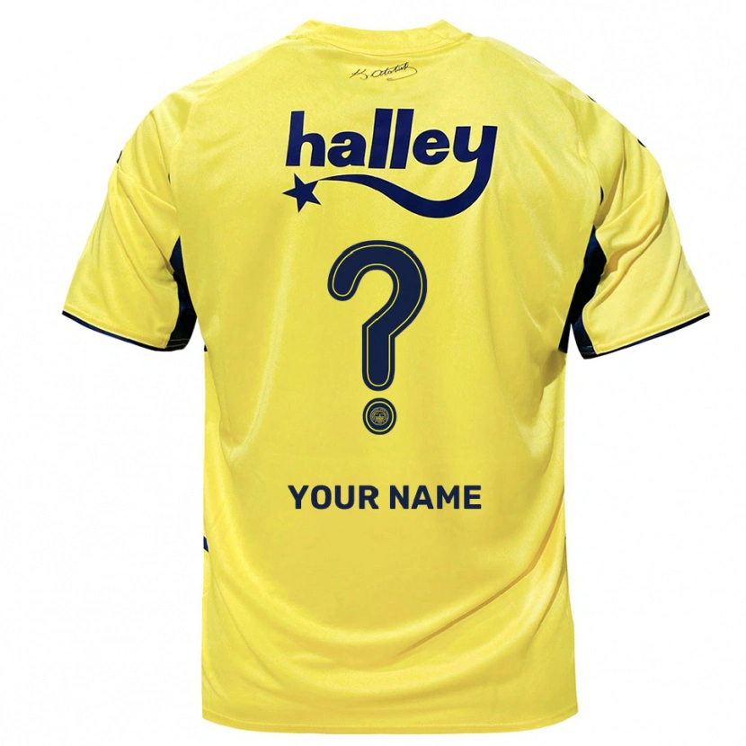 Danxen Heren Uw Naam #0 Geel Donkerblauw Uitshirt Uittenue 2025/26 T-Shirt België
