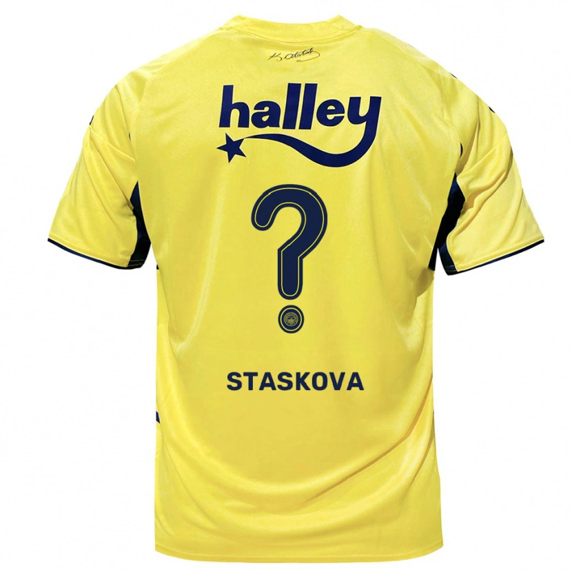 Danxen Heren Andrea Stašková #0 Geel Donkerblauw Uitshirt Uittenue 2025/26 T-Shirt België