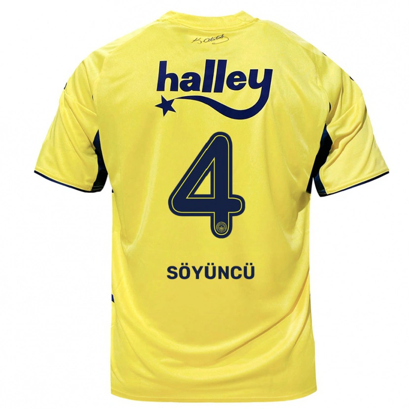 Danxen Heren Çağlar Söyüncü #4 Geel Donkerblauw Uitshirt Uittenue 2025/26 T-Shirt België