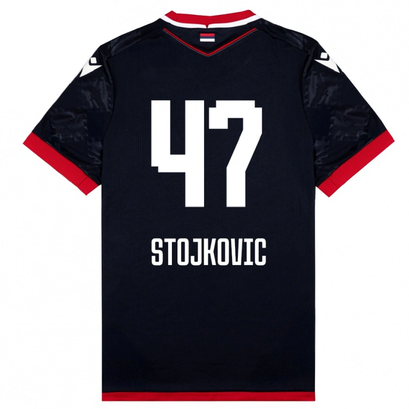 Danxen Heren Strahinja Stojkovic #47 Zwart Rood Uitshirt Uittenue 2025/26 T-Shirt België