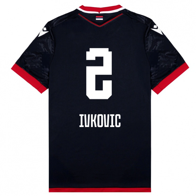 Danxen Heren Ognjen Ivkovic #2 Zwart Rood Uitshirt Uittenue 2025/26 T-Shirt België