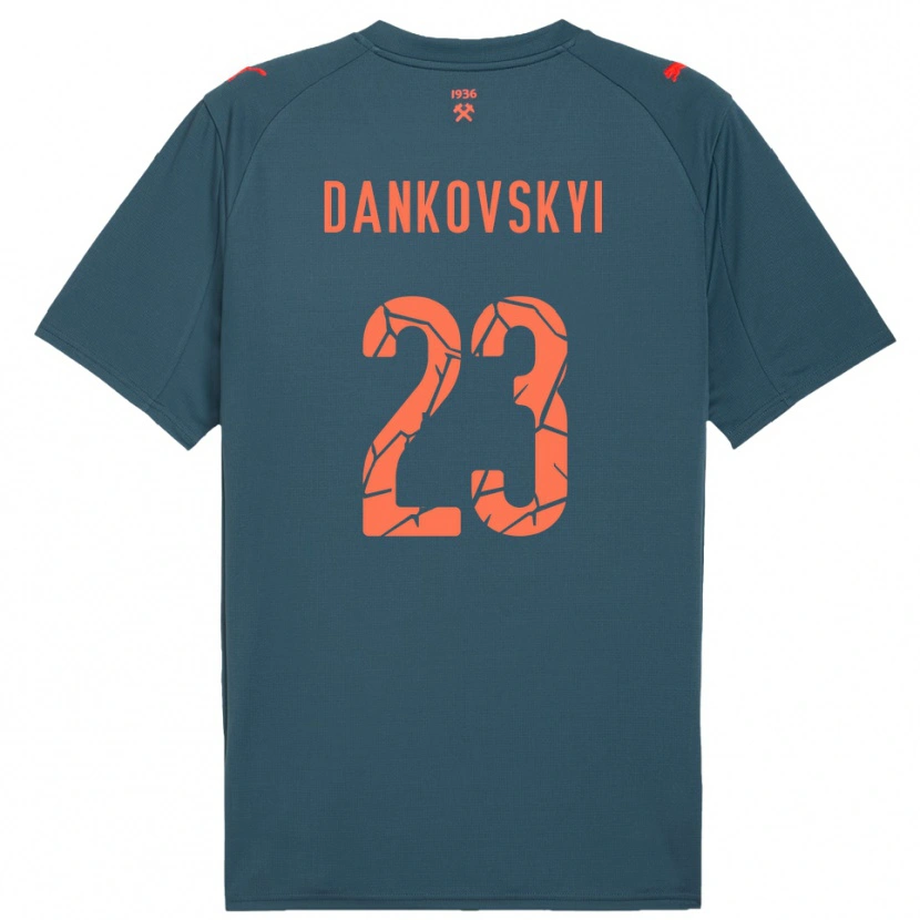 Danxen Heren Yegor Dankovskyi #23 Donkerblauw Rood Uitshirt Uittenue 2025/26 T-Shirt België