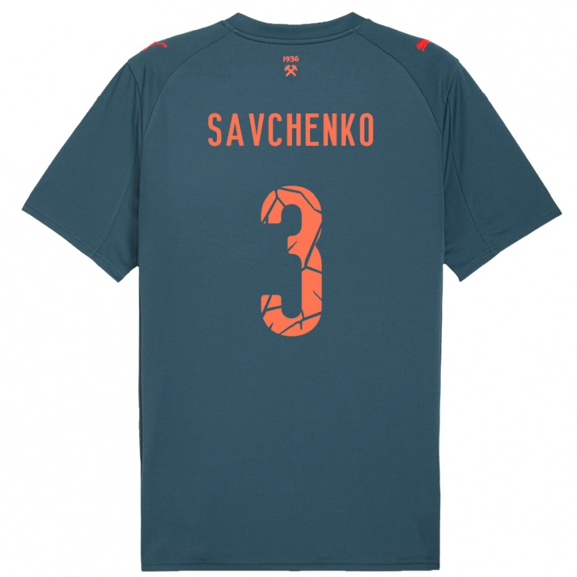 Danxen Heren Roman Savchenko #3 Donkerblauw Rood Uitshirt Uittenue 2025/26 T-Shirt België