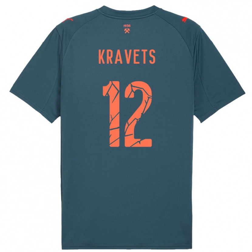 Danxen Heren Vladyslav Kravets #12 Donkerblauw Rood Uitshirt Uittenue 2025/26 T-Shirt België