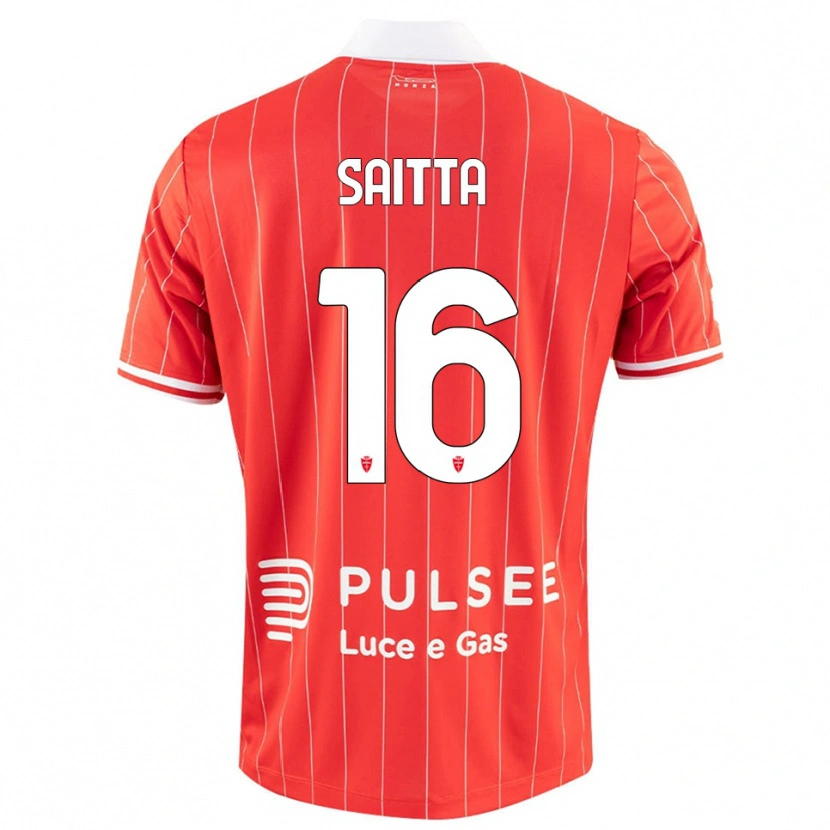 Danxen Dames Mattia Saitta #16 Rood Wit Thuisshirt Thuistenue 2025/26 T-Shirt België