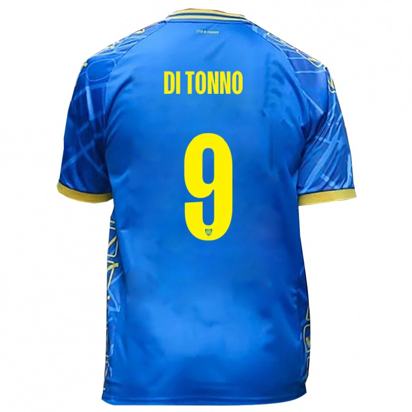 Danxen Dames Edoardo Di Tonno #9 Hemelsblauw Geel Thuisshirt Thuistenue 2025/26 T-Shirt België