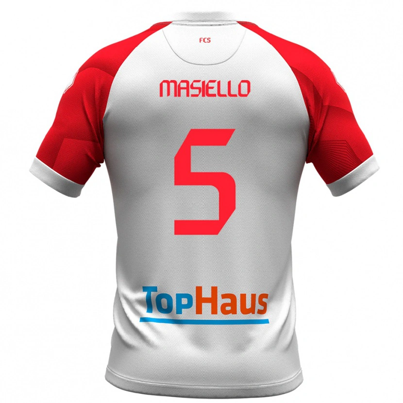 Danxen Dames Andrea Masiello #5 Wit Rood Thuisshirt Thuistenue 2025/26 T-Shirt België