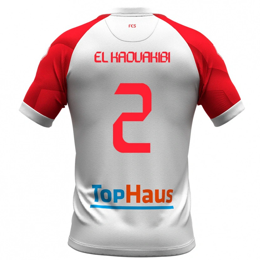 Danxen Dames Hamza El Kaouakibi #2 Wit Rood Thuisshirt Thuistenue 2025/26 T-Shirt België