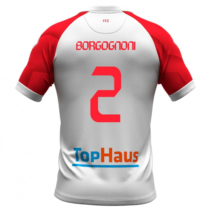 Danxen Dames Giovanni Borgognoni #2 Wit Rood Thuisshirt Thuistenue 2025/26 T-Shirt België